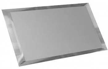 Прямоугольная зеркальная серебряная матовая плитка с фацетом 10мм ПЗСм1-02