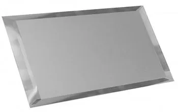 Прямоугольная зеркальная серебряная матовая плитка с фацетом 10мм ПЗСм1-01