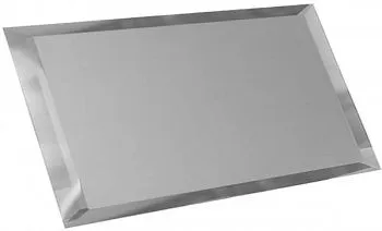 Прямоугольная зеркальная серебряная плитка с фацетом 10мм ПЗС1-01