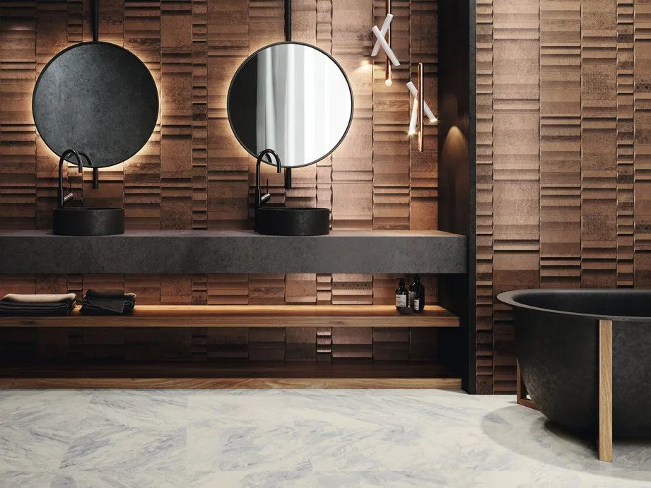 Коллекция плитки Bolsai для стен с фактурой стали.