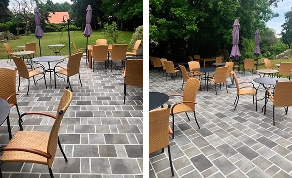 Для напольного покрытия в наружной зоне была выбрана плитка с нескользящей поверхностью.