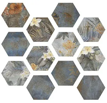 Керамогранит HIBISCUS Blue Matt Hexa (22 вариаций рис.)