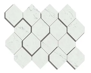 Мозаика керамогранит Marvel Stone Carrara Pure Mosaico Esagono 3D (AS4A)
