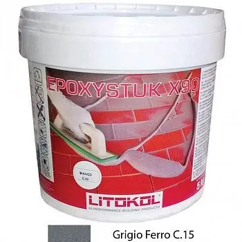 Epoxystuk X90 C.15 серый (ведро 4,5кг+ведро 0,5кг)