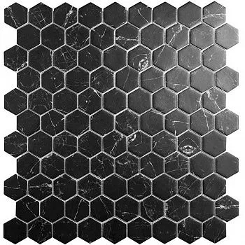 (Vidrepur) Мозаика Hex Supreme Marquina (на сетке) 30.7x31.7