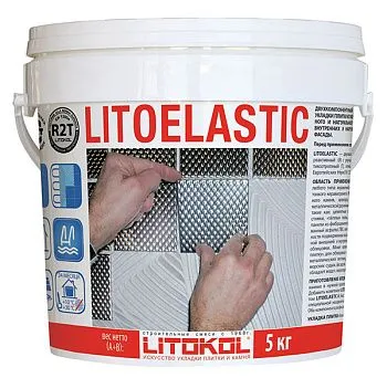 Клей Litoelastic (A)+(B) белый (ведро 4,5кг+ведро 0,5 кг)