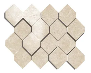 Мозаика керамогранит Marvel Stone Cream Prestige Mosaico Esagono 3D (AS38)