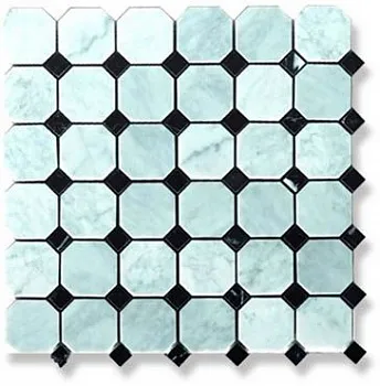 Мозаика Bianco Carrara + Nero Marquina (4.9x4.9x1)/(1.5x1.5x1)