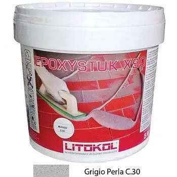 Epoxystuk X90 C.30 жемчужно-серый (ведро 4,5кг+ведро 0,5кг)