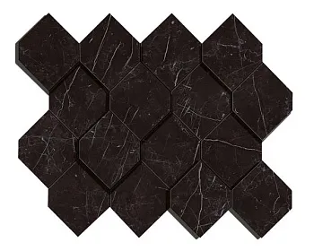 Мозаика керамогранит Marvel Stone Nero Marquina Mosaico Esagono 3D (AS4B)