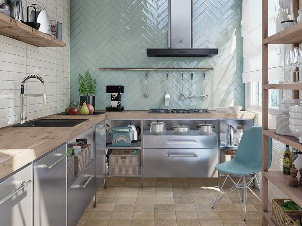 Прежде чем определиться с выбором самой плитки, необходимо продумать цвет и фактуру кухонной мебели, включая столешницу.