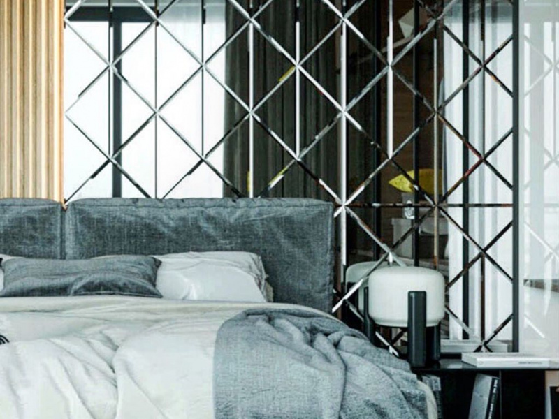 Керамическая плитка ТРЕУГОЛЬНАЯ ЗЕРКАЛЬНАЯ ПЛИТКА С ФАЦЕТОМ от производителя ДСТ –  фото