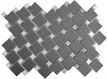 Мозаика зеркальная Графит матовый + Серебро Гм70С30 ДСТ  чип 25х25 и 12х12