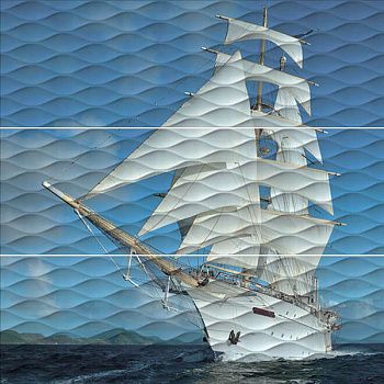 Настенное панно ALD\A01\3x\13025R Майори Корабль обрезной (3 частей)