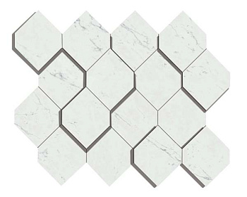 Мозаика керамогранит Marvel Stone Carrara Pure Mosaico Esagono 3D (AS4A)