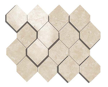 Мозаика керамогранит Marvel Stone Cream Prestige Mosaico Esagono 3D (AS38)