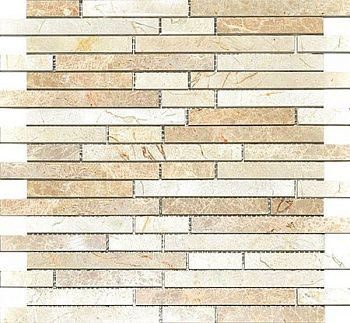 CV20083 Мозаика Strips Mix.Polished Light Emperador+Cr.Marfil