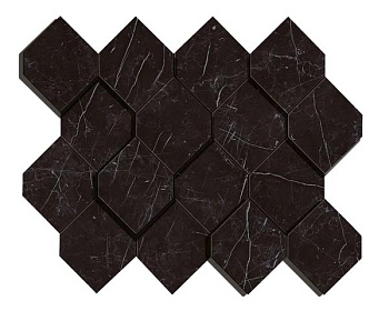 Мозаика керамогранит Marvel Stone Nero Marquina Mosaico Esagono 3D (AS4B)